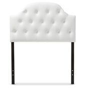 Baxton Studio Morris Modern and Contemporary White Faux Leather Upholstered Button-Tufted Scalloped Twin Size Headboard
